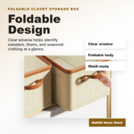 Foldable fabric closet storage box with clear window