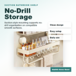 No-drill suction bathroom shelf with hooks in a shower