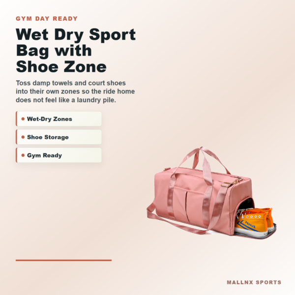 Wet dry sport bag with shoe compartment