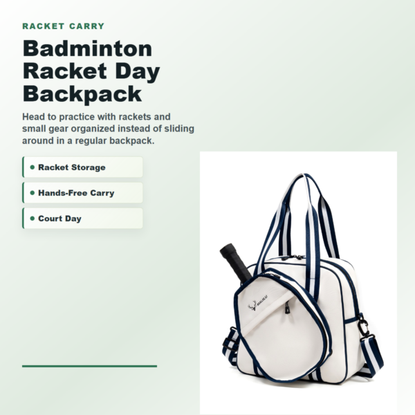 Badminton racket day backpack for court practice