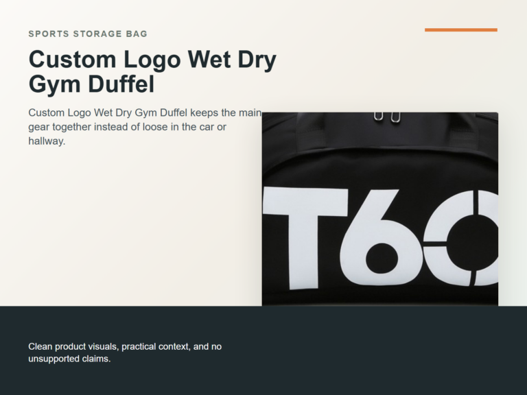 Custom Logo Wet Dry Gym Duffel Hero ecommerce image