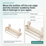 Milk-white shower organizer shelf holding shampoo and bath accessories